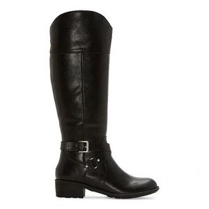 New SASSY St. Johns Bay Sz 7.5 Tall Douglas Stacked Heel Riding Boots Black